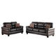 2 Pc Sofa and Loveseat Set Espresso Brown Faux Leather Nailhead Trim PDX-F7878