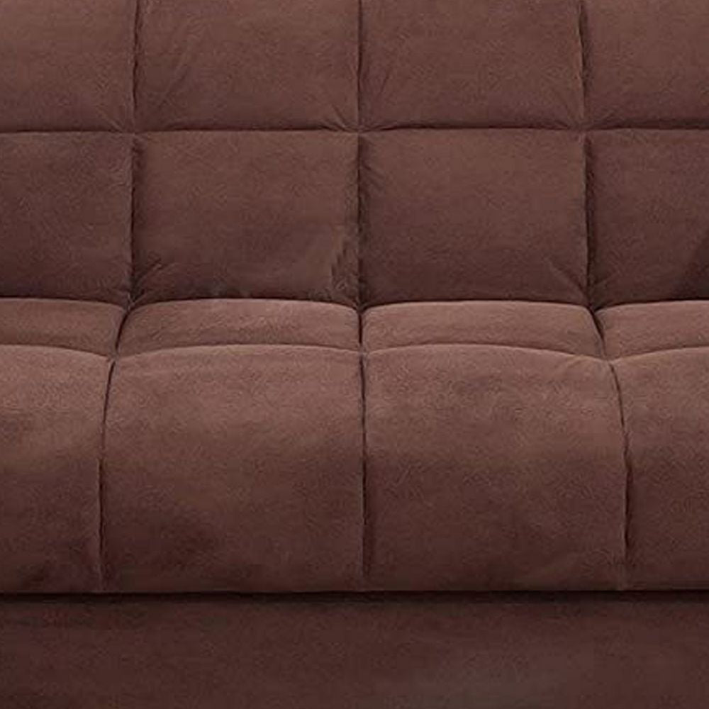 Microfiber Adjustable Sofa With 2 Pillows In Choco Brown By Casagear Home PDX-F7889