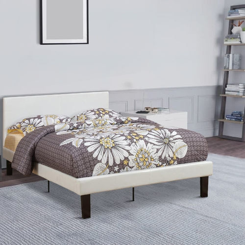 Full Bed | Slated Design | Faux Leather | 12 Slats | White