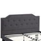 Glorious Upholstered Wooden Twin Bed With Button Tufted Headboard Ash Black PDX-F9347T