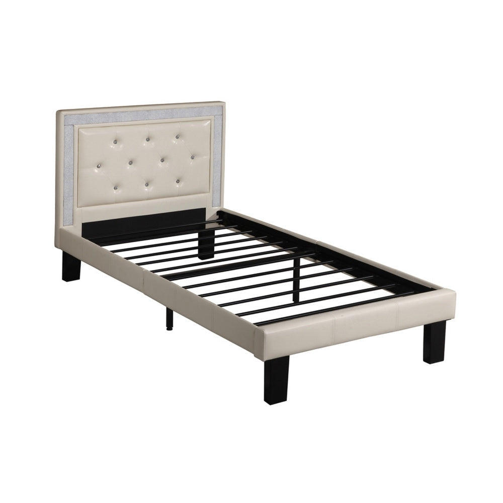 Polyurethane Twin Size Bed In High Headboard In White By Casagear Home PDX-F9374T
