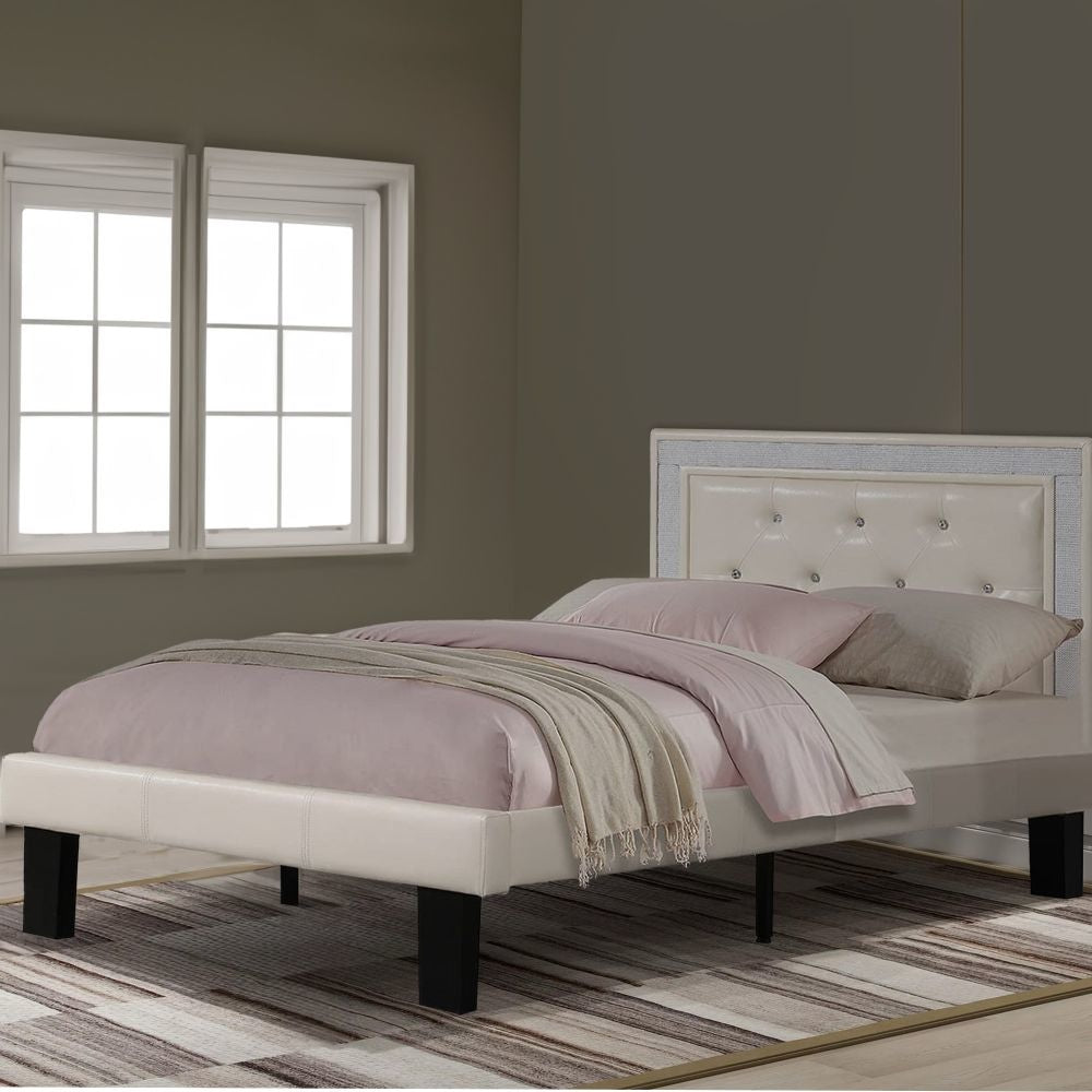 Polyurethane Twin Size Bed In High Headboard In White By Casagear Home