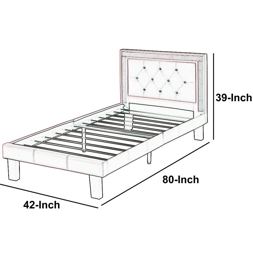 Twin Bed | Polyurethane | High Headboard | Pink PDX-F9375T