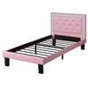 Polyurethane Twin Size Bed In High Headboard In Pink