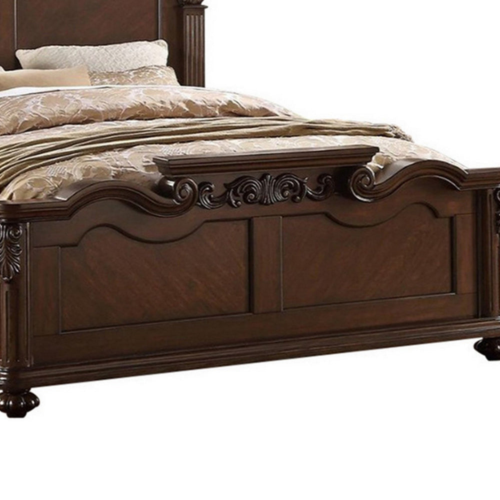 King Bed | Splendidly Carved | Dark Walnut & Veneer PDX-F9385EK