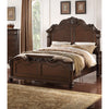 Splendidly Carved E.King Wooden Bed, Dark Walnut And Veneer Finish