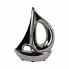 Abstract Sailboat Decorative Sculpture | 8" Metallic Silver Ceramic