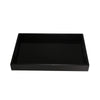 18" Decorative Accent Tray | Cutout Handles | Black Wood & Glass