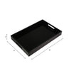18" Decorative Accent Tray | Cutout Handles | Black Wood & Glass
