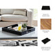 18" Decorative Accent Tray | Cutout Handles | Black Wood & Glass