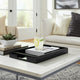 18" Decorative Accent Tray | Cutout Handles | Black Wood & Glass
