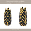 Decorative Leaf Shaped Flower Vase | 8" | Navy Blue & Gold Ceramic