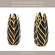 Decorative Leaf Shaped Flower Vase | 8" | Navy Blue & Gold Ceramic
