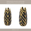 Decorative Leaf Shaped Flower Vase | 8" | Navy Blue & Gold Ceramic