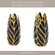 Decorative Leaf Shaped Flower Vase | 8" | Navy Blue & Gold Ceramic