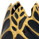 Decorative Leaf Shaped Flower Vase | 8" | Navy Blue & Gold Ceramic
