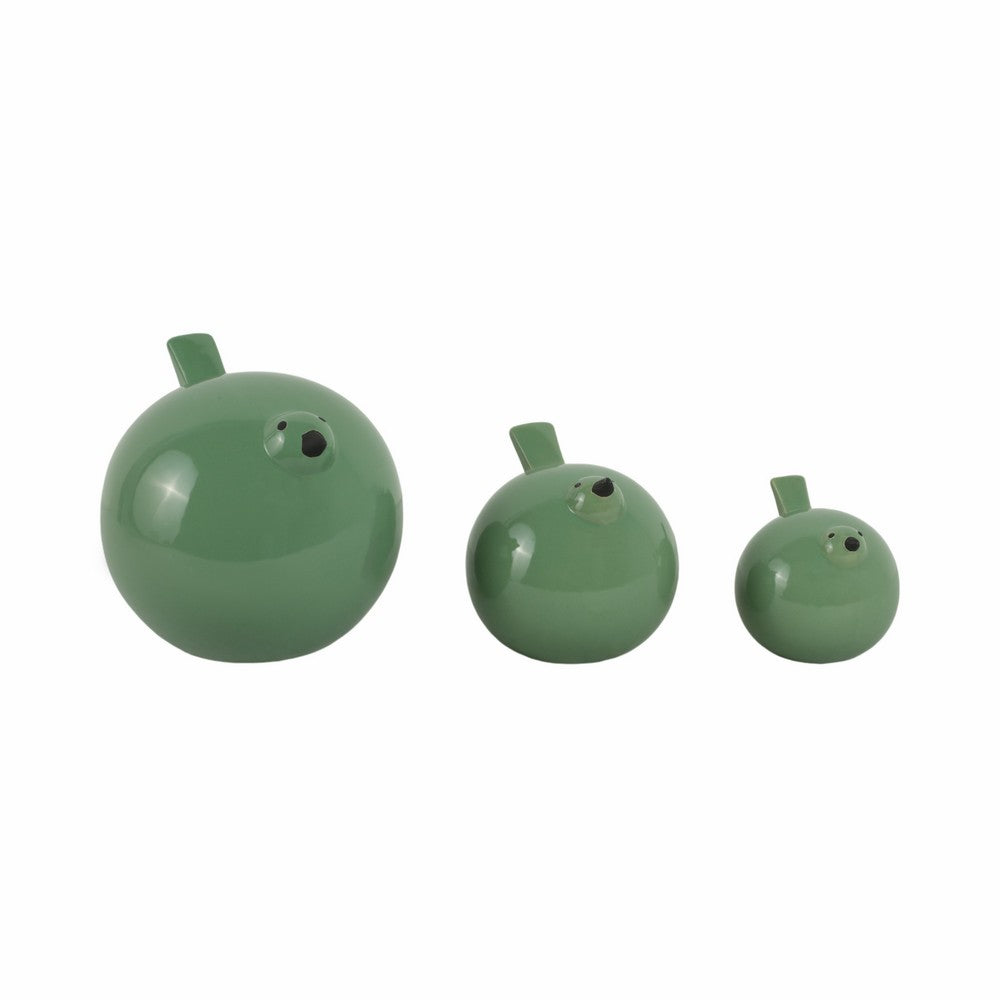 3pc Decorative Bird Figurine Set | Boho Accent Sage Green Tabletop Art