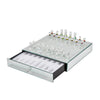 Chessboard Set w Drawer | 14" Silver Mirrored Glass & Crystal