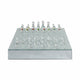 Chessboard Set w Drawer | 14" Silver Mirrored Glass & Crystal