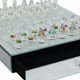 Chessboard Set w Drawer | 14" Silver Mirrored Glass & Crystal