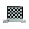 Chessboard Set w Drawer | 14" Silver Mirrored Glass & Crystal