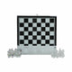 Chessboard Set w Drawer | 14" Silver Mirrored Glass & Crystal