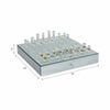 Chessboard Set w Drawer | 14" Silver Mirrored Glass & Crystal