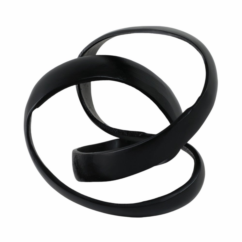 Decorative Sculpture Accent Piece | 8" Knot Ribbon Black Aluminum