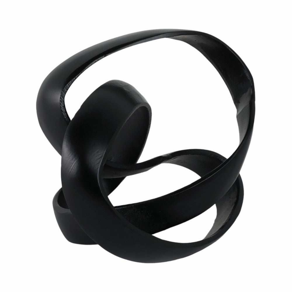 Decorative Sculpture Accent Piece | 8" Knot Ribbon Black Aluminum