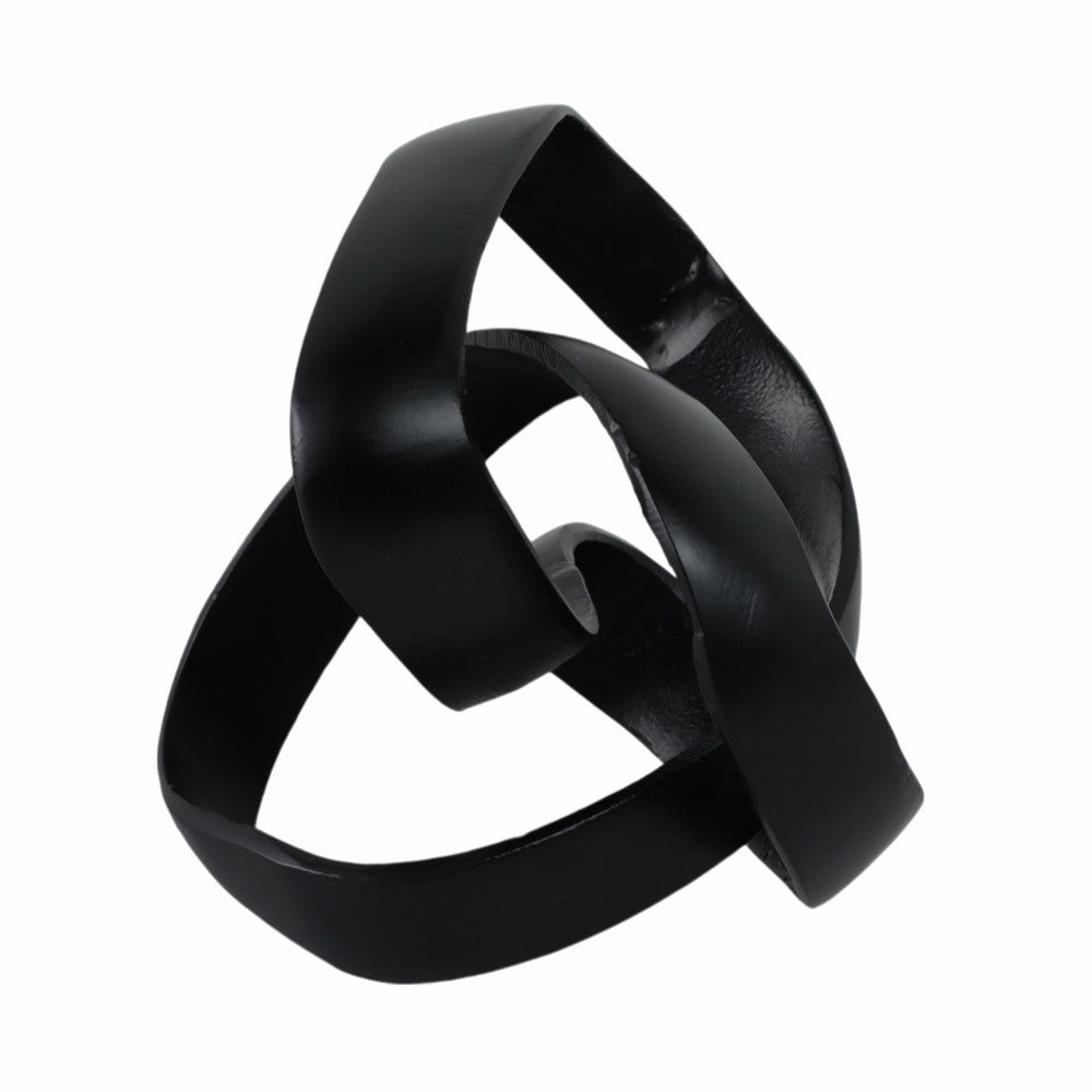 Decorative Sculpture Accent Piece | 8" Knot Ribbon Black Aluminum