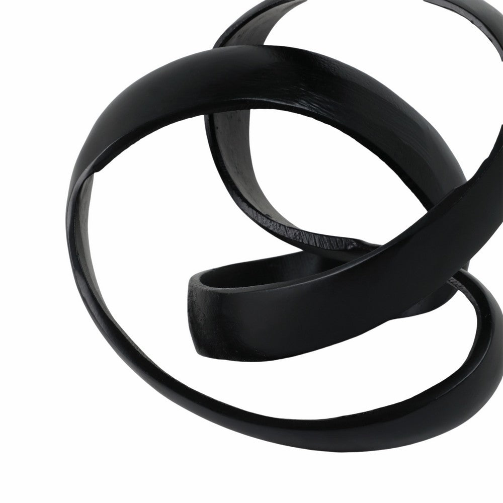 Decorative Sculpture Accent Piece | 8" Knot Ribbon Black Aluminum