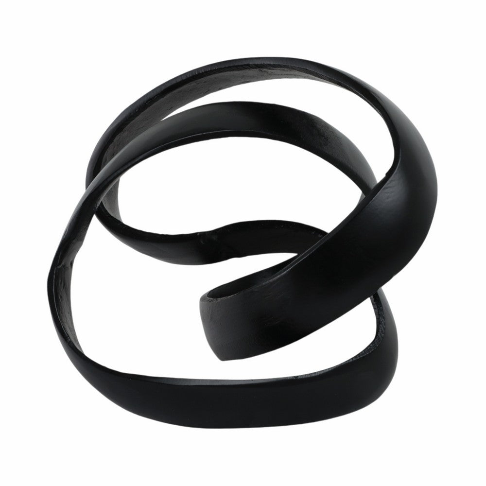 Decorative Sculpture Accent Piece | 8" Knot Ribbon Black Aluminum