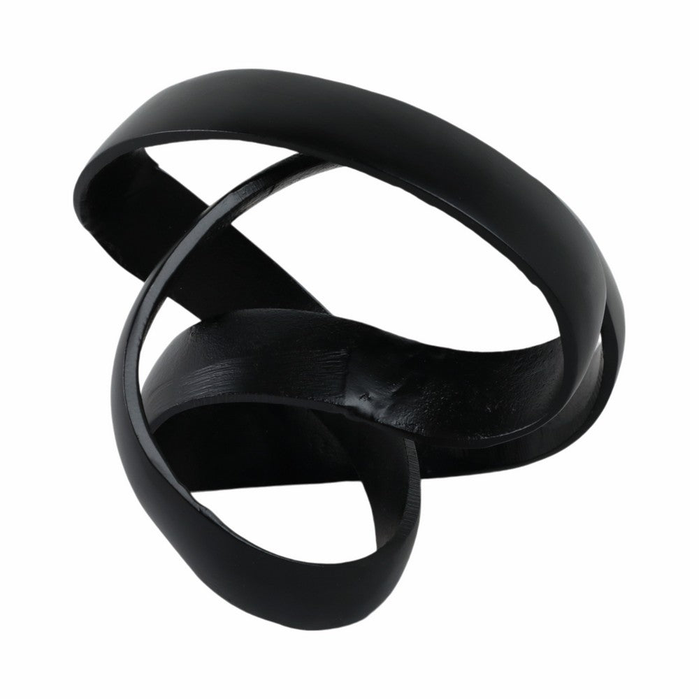 Decorative Sculpture Accent Piece | 8" Knot Ribbon Black Aluminum