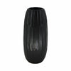 Decorative Flower Vase | 16" Black Cylindrical Indented Design