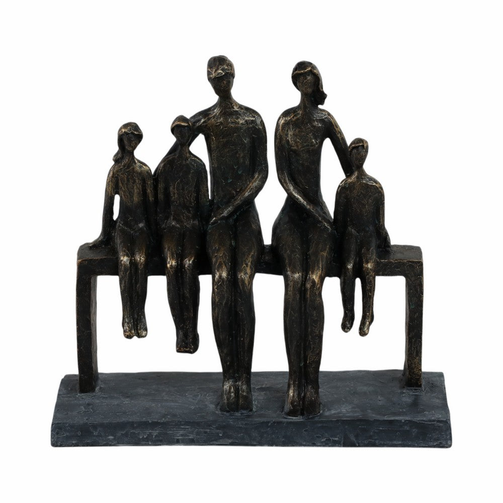 Antique Style Family Tabletop Sculpture | 10" Bronze Resin