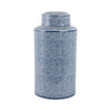Decorative Storage Jar w Lid | 16" | Blue & White Crackled Ceramic