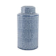 Decorative Storage Jar w Lid | 16" | Blue & White Crackled Ceramic