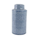 Decorative Storage Jar w Lid | 16" | Blue & White Crackled Ceramic