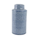 Decorative Storage Jar w Lid | 16" | Blue & White Crackled Ceramic