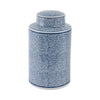 Decorative Storage Jar with Lid | 12" | Blue & White Crackled Ceramic
