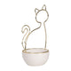 Decorative Trinket Tray | White Ceramic Base with Gold Metal Cat Design Top
