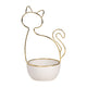 Decorative Trinket Tray | White Ceramic Base with Gold Metal Cat Design Top