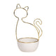 Decorative Trinket Tray | White Ceramic Base with Gold Metal Cat Design Top SBH-15830