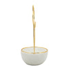 Decorative Trinket Tray | White Ceramic Base with Gold Metal Cat Design Top