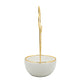 Decorative Trinket Tray | White Ceramic Base with Gold Metal Cat Design Top