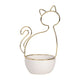 Decorative Trinket Tray | White Ceramic Base with Gold Metal Cat Design Top