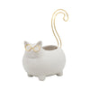 Voss Cute Kitty Cat Trinket Dish | Ring Holder Tail | 8" White Gold Ceramic
