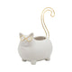 Voss Cute Kitty Cat Trinket Dish | Ring Holder Tail | 8" White Gold Ceramic