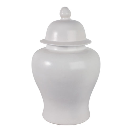 Classic Decor Temple Jar with Lid | 28" | Matte White Urn Ceramic