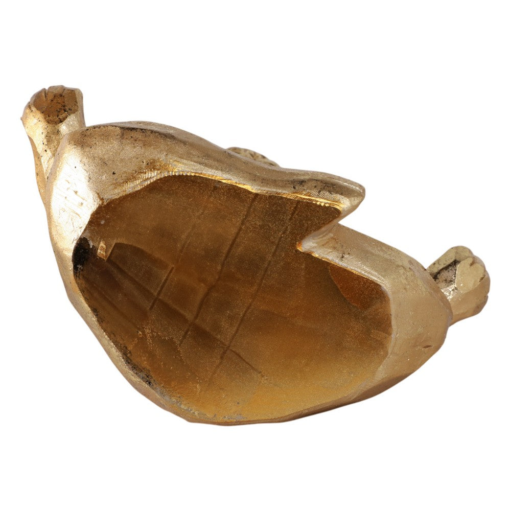 Yoga Lion Sculpture in Meditating Pose | Distressed Gold Resin | 7"